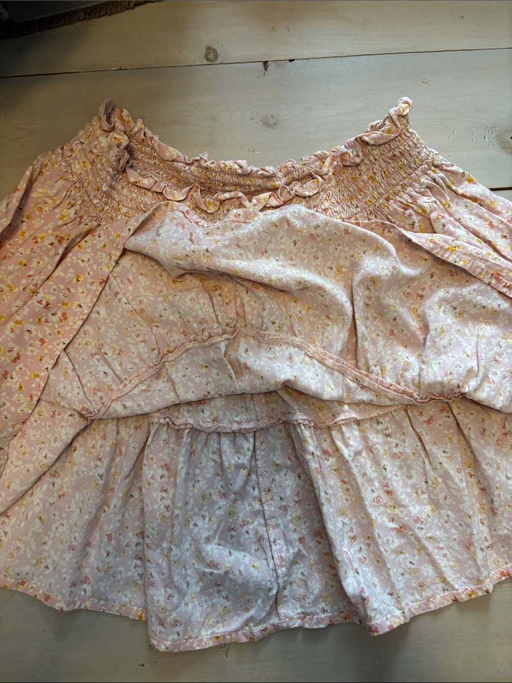 Women's wild fable Pink Floral Tiered Smocked Waist Skater Skirt Size XXL - Picture 4 of 4